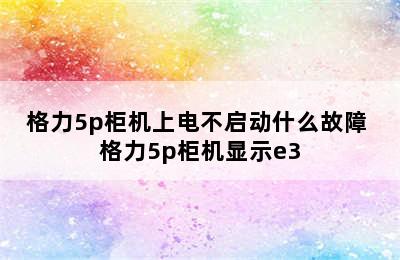 格力5p柜机上电不启动什么故障 格力5p柜机显示e3